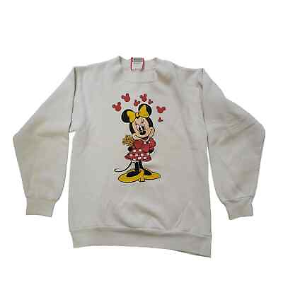 #ad Disney Size L 14 16 Youth Vintage Minnie Mouse White Crewneck Sweatshirt 90s Y2K $18.75