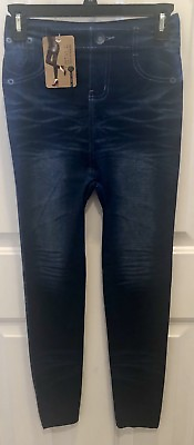 #ad New STYLE Juniors Fashion Slim Shape Jean Print Stretch Leggings Blue One Size $17.99