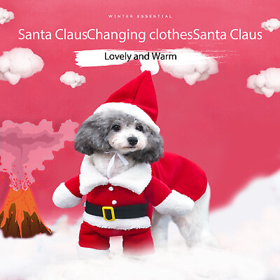#ad New Pet Dog Christmas Santa Claus Style Transformed Coat Cat Dog Clothing $15.86
