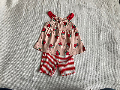 #ad Carters Baby Girl Striped Watermellon Short Set $10.70