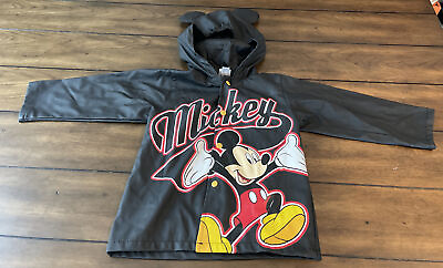#ad Disney Baby Toys R Us Mickey Mouse Black Rain Wind BreakCoat Mickey Ears Hat 2T $14.39