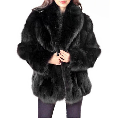 #ad Womens Luxury Lapel Parka Jacket Outwear Winter Warm Thick Faux Fur Loose Coats $88.97