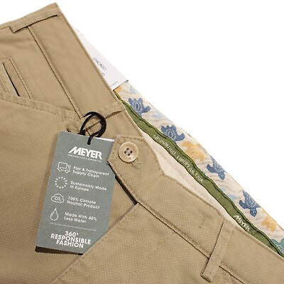 #ad Meyer NWT Chinos Casual Pants Size 34 30 US Chicago Solid Beige Cotton Blend $202.49