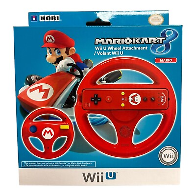 #ad HORI Mario Kart 8 Racing Wheel Red Mario for Nintendo Wii U amp; Wii New Sealed $24.99