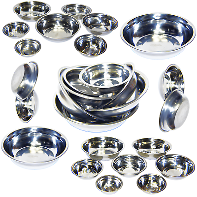 #ad Set of 2 Dog Cat Pet Bowl Dish Metal STAINLESS STEEL Silver New XXS XXL $12.54