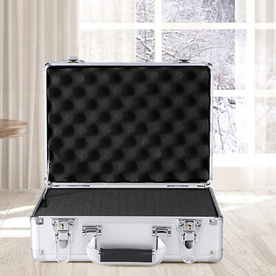 #ad Hard Case Silver Briefcase Tool Box Aluminum Portable Carrying Case with Foam $40.94
