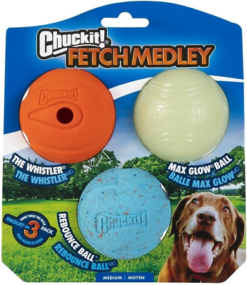 #ad Chuckit Fetch Medley Dog Ball Dog Toys Medium 2.5 Inch Pack of 3 for Medium $15.06
