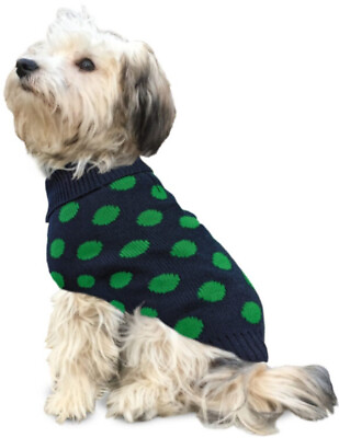 #ad Fashion Pet Contrast Dot Dog Sweater Green $24.21