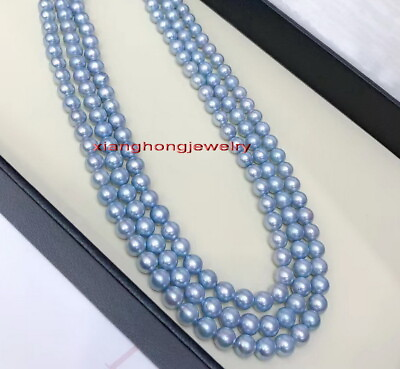 #ad AAAAA long rare 48quot;9 10mm South sea natural silver blue gray pearl NECKLACE 14K $990.00