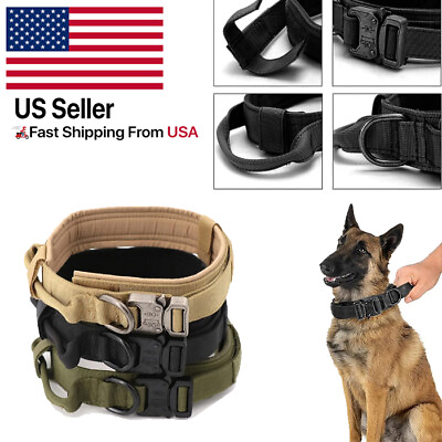 #ad #ad Tactical Dog Collar Military Nylon Adjustable Heavy Duty Metal Handle amp; Buckle $11.72