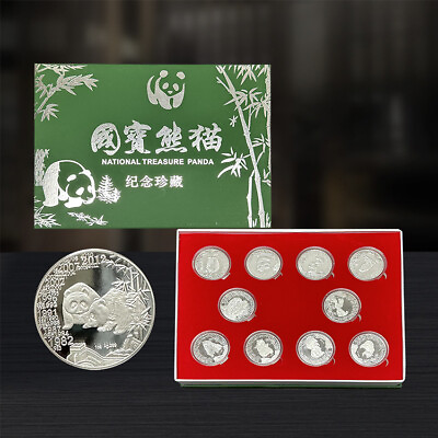 #ad Collection of 10 National Treasure Panda Commemorative Medals $53.18