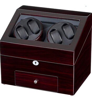 #ad Automatic Wood Watch Winder Display Box 49 Storages Ebony BK $140.00