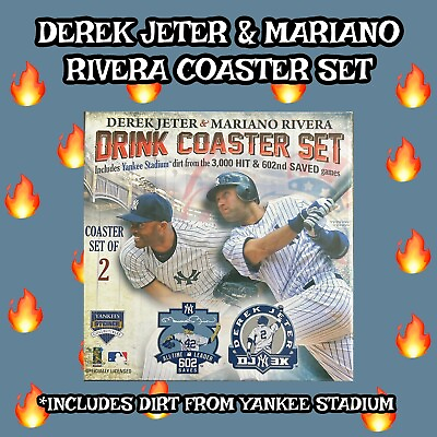 #ad 🔥 NIB MLB New York YANKEES Derek JETER Mariano RIVERA Steiner Dirt Coaster Set $99.99