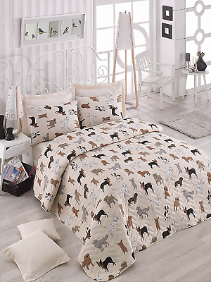 #ad Animals Dogs Bedding Full Queen Size Bedspread Coverlet Set Dogs Themed Girls $80.99