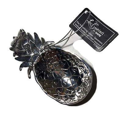 #ad Pineapple Spoonrest Teabag Holder La Cucina by Ganz Silver Tone New $20.00