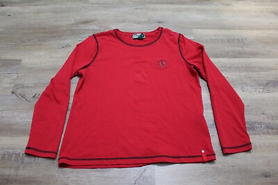 #ad L RL Lauren Active Ralph Red Black Long Sleeve Pocket Tee T Shirt Women#x27;s XL $14.99