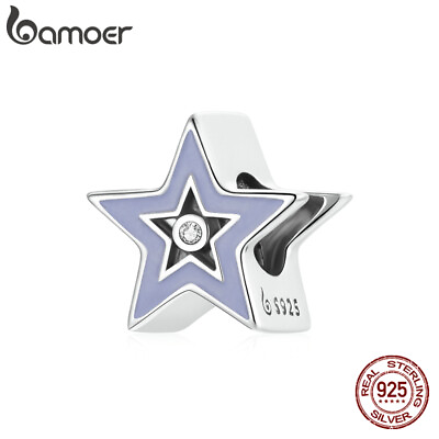 #ad BAMOER European S925 Sterling Silver DIY Charm Pave CZ Shining star For Bracelet $8.91