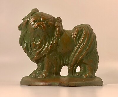 #ad #ad 1920s PEKINGESE Dog Brass Doorstop or Bookend with Old Paint New York Brass Co $199.00