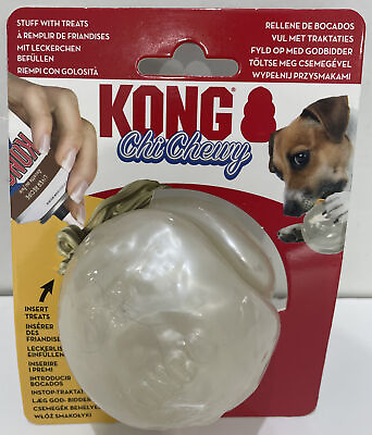 Kong Dog Toy Fetch ChiChewy Small Pearl White Treat Stuffable Ball Floating $13.99