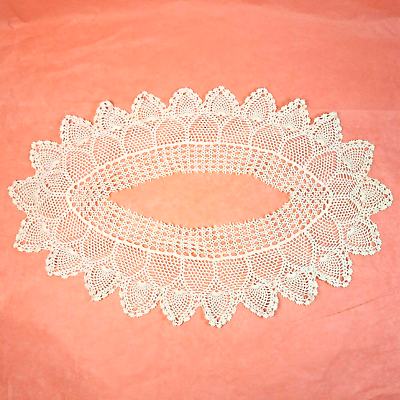 #ad Vintage Crochet Lace Collar White Fancy Handmade Detachable Oval $29.00
