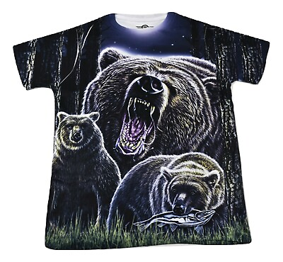 #ad Mad Engine Mens Bear Bears Catching Fish Sublimated Shirt S M L $9.99