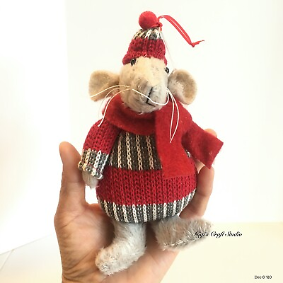 #ad Red Gray Mouse Ornament New item NWT $7.99