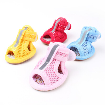 #ad #ad 4Pcs Pet Shoes Solid Color Anti Skid Rubber Sole Dog Sandals Shoes c $8.85
