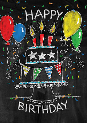 #ad Toland Birthday Cake Chalkboard Party Birthday Garden Flag Double Sided $15.98