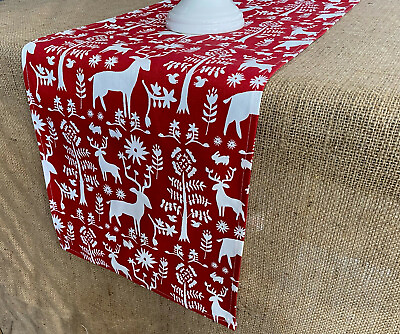 #ad Winter Table Runner Holiday Decor Christmas Decoration Red Dining Table Linens $32.00