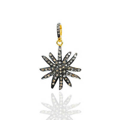 #ad Star Pave Diamond Charm Pendant 925 Sterling Silver Handmade Jewelry $110.19