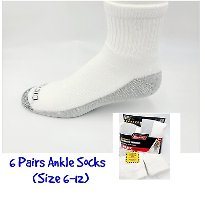 #ad Dickies Men#x27;s Dri tech Moisture Control Ankle Socks 6 Pairs Size 6 12 White Gray $21.99