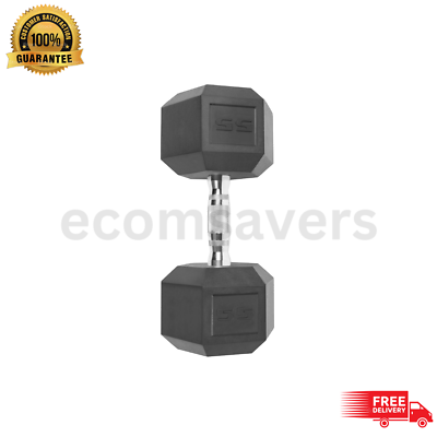 #ad 55Lb CAP Weight Barbell Rubber Coated Hex Dumbbells For Workout Single Dumbbell $90.84