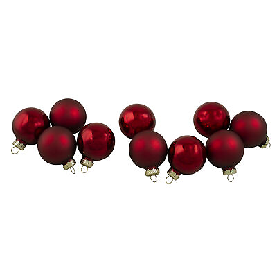 #ad Northlight 10 Shiny Matte Burgundy Red Glass Ball Christmas Ornament Set 1.75quot; $14.49