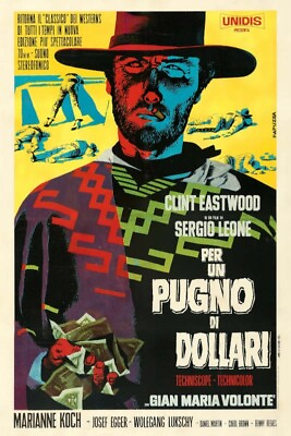 #ad 1964 A FISTFUL OF DOLLARS Vintage Movie Poster Print ITALY A 36x24 9mil PAPER $39.95
