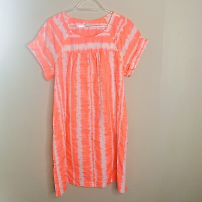 #ad Gap Dress Women M Pink Neon Casual Rolled Short Sleeves Front Gathers $22.99