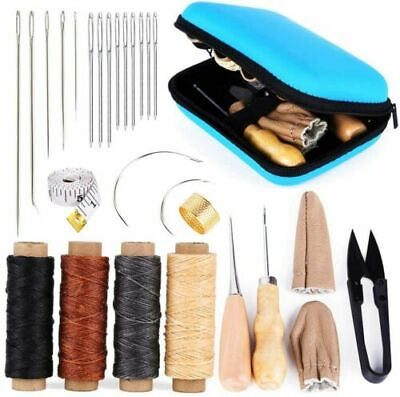 #ad Leather Waxed Thread Stitching Needles Awl Hand Tools Kit for DIY Sewing Craft $15.49