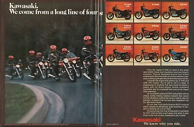 #ad 1977 Kawasaki Vintage 4 Page Motorcycle Ad $10.39