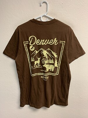#ad New Hard Rock Cafe Denver T Shirt LARGE Men#x27;s Adult Brown Pac Sun Collab Nature $13.44