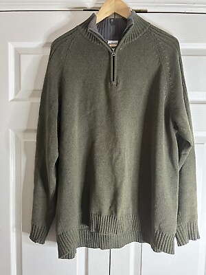 #ad Columbia Sportswear Knitted Pullover Sweater Green Long Slve Zip Neck Mens Sz XL $11.50