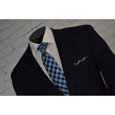 #ad 46639 a Jos A Bank Blazer Jacket Blue Silk Wool Blend Size 46 Long Mens $55.99