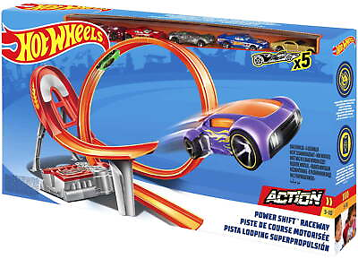 #ad Hot Wheels Action Power Shift Motorized Raceway Track Set Includes 5 Cars 1:64 $33.22