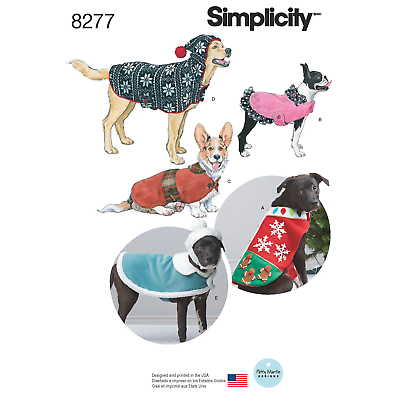 #ad Simplicity Pattern 8277 Fleece Dog Coats and Hats in Three Sizes $32.50