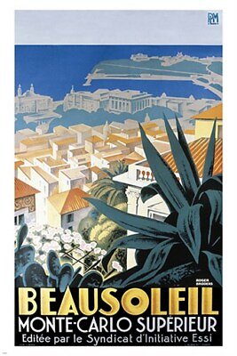 #ad MONTE CARLO vintage travel poster TOURISM superior vacation spot BOLD 20x30 $9.99