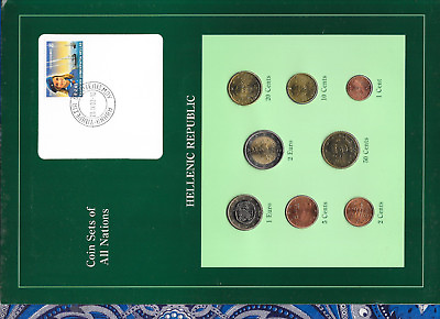 #ad Coin Sets of All Nations Greece w card 2002 UNC 21 EURO 502010521 Cents $19.24