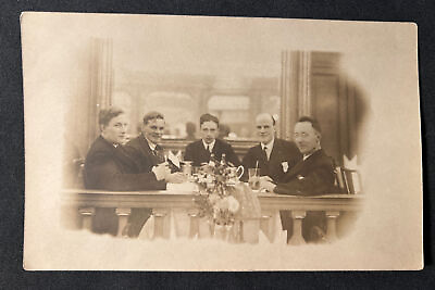 #ad 1926 GENTLEMEN’s DINNER Vintage Photo POSTCARD RPPC $18.95