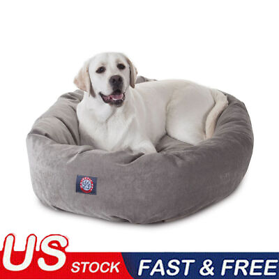 #ad Villa Velvet Bagel Pet Bed For Dogs Vintage Large Water Resistant Denier Base $69.23