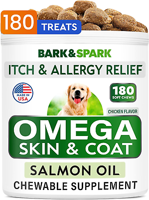 #ad #ad Omega 3 for Dogs 180 Fish Oil Treats for Dog Shedding Skin Allergy Itch Reli $34.03