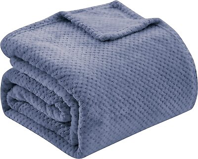 Thesis Fleece Bed Blanket Dark Blue Twin Size Blanket – Textured Microfiber Cozy $35.70