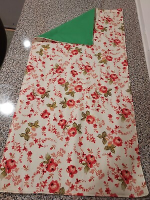 #ad Table Runner Smaller Size 14.5 X 29 Inches Handmade Rose#x27;s Green Backing $11.00