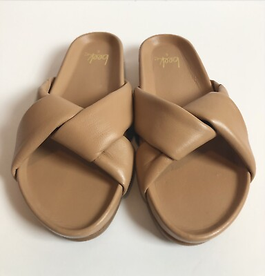 #ad Beek Rhea Crisscross Flat Slide Sandals Women’s Shoe Size 6 Beach Leather $99.95